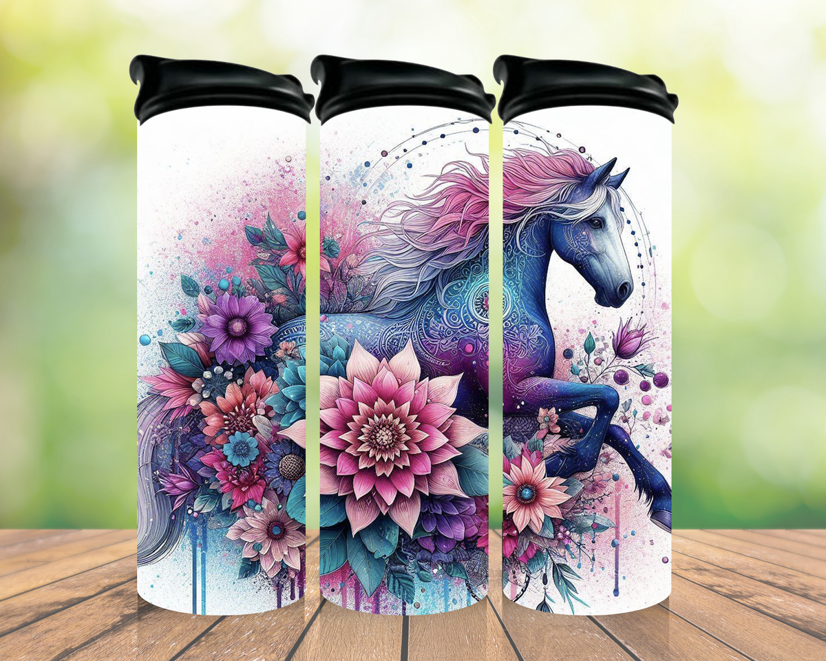 Blue purple sugar skull 20oz tumbler design