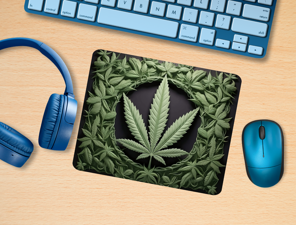 Cannabis leaf mouse pad