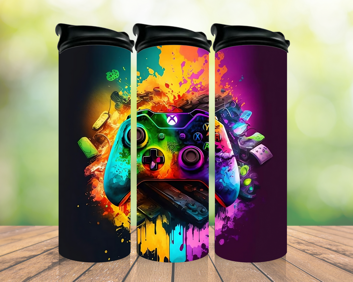 Colourful gaming controller 20oz tumbler