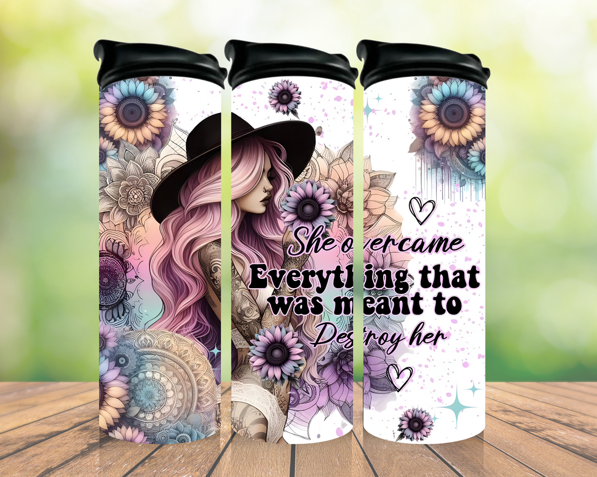 Pink and purple witch sunflower 20oz tumbler