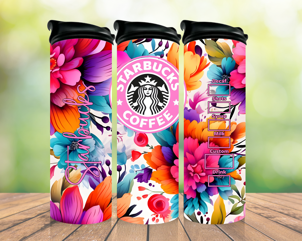 Colourful floral coffee 20oz tumbler design