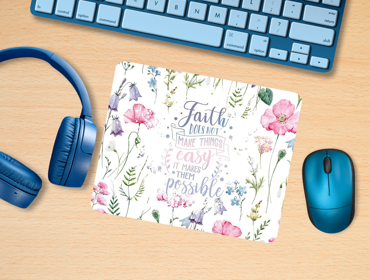 Faith floral mouse pad