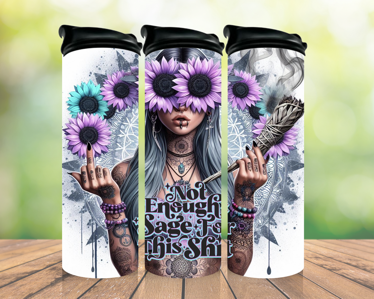 Purple teal sugar skull woman 20oz tumbler design