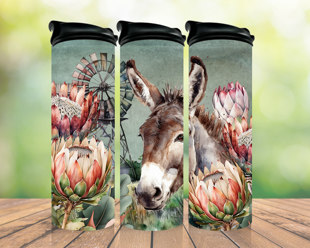 South African donkey and protea 20oz tumbler