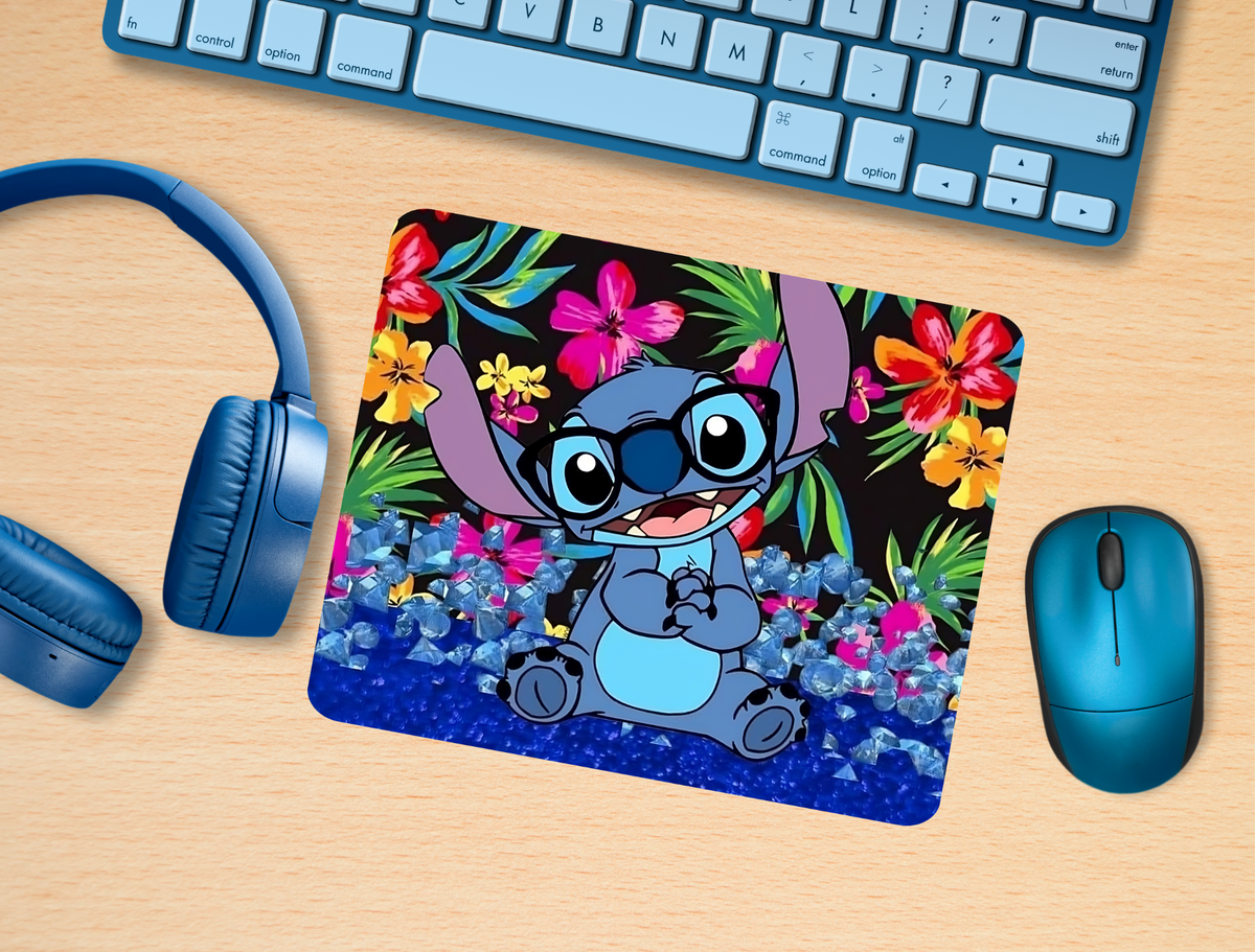 Stitch floral mouse pad