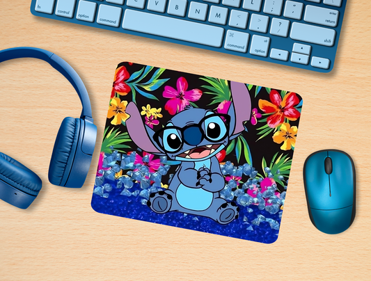 Stitch floral mouse pad