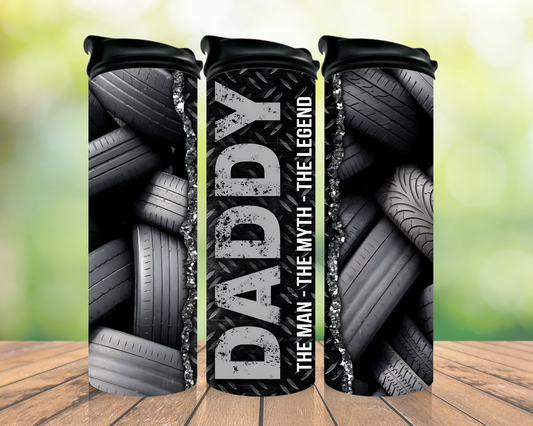 Tire Man The Legend 20oz tumbler design