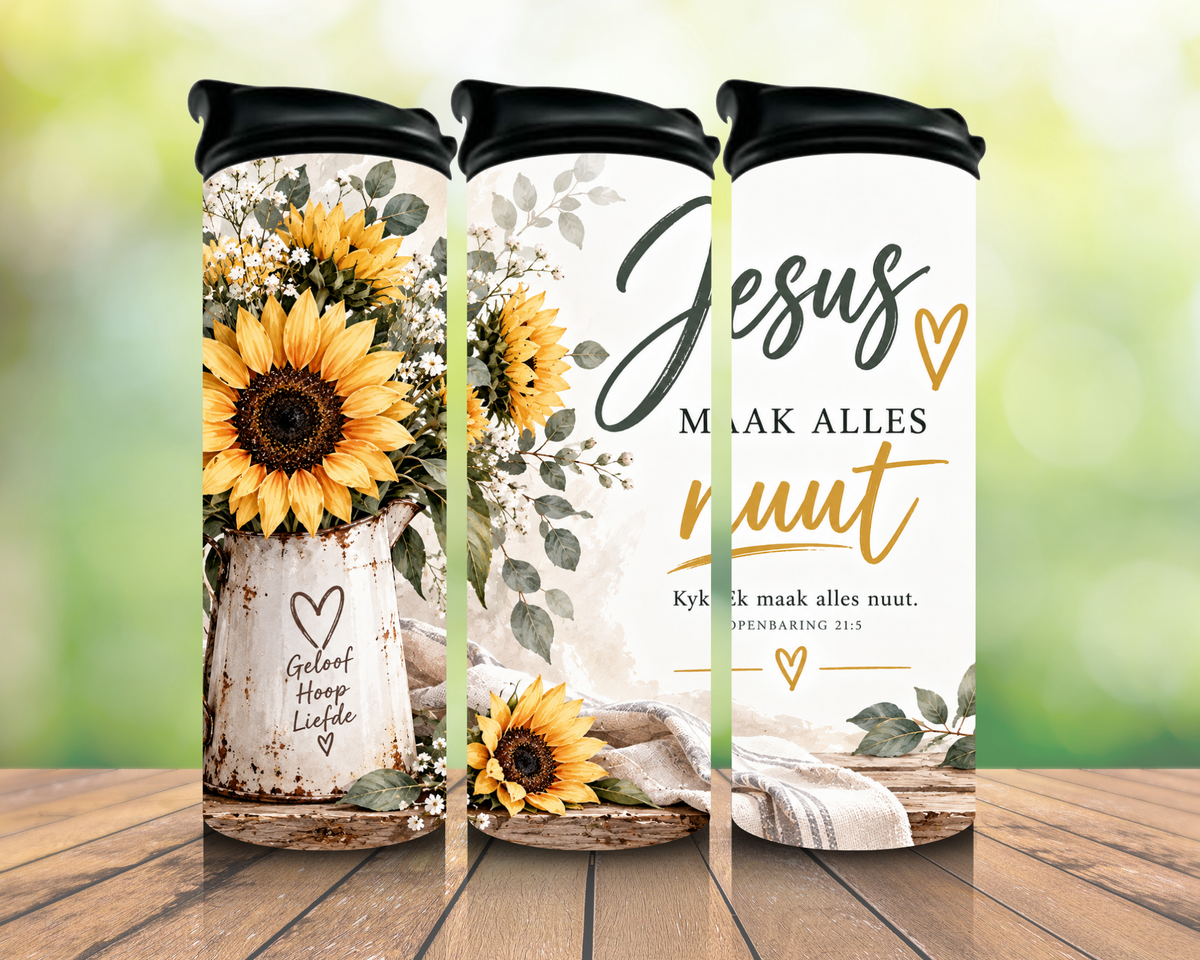 Geloof Floral Cross 20oz Tumbler
